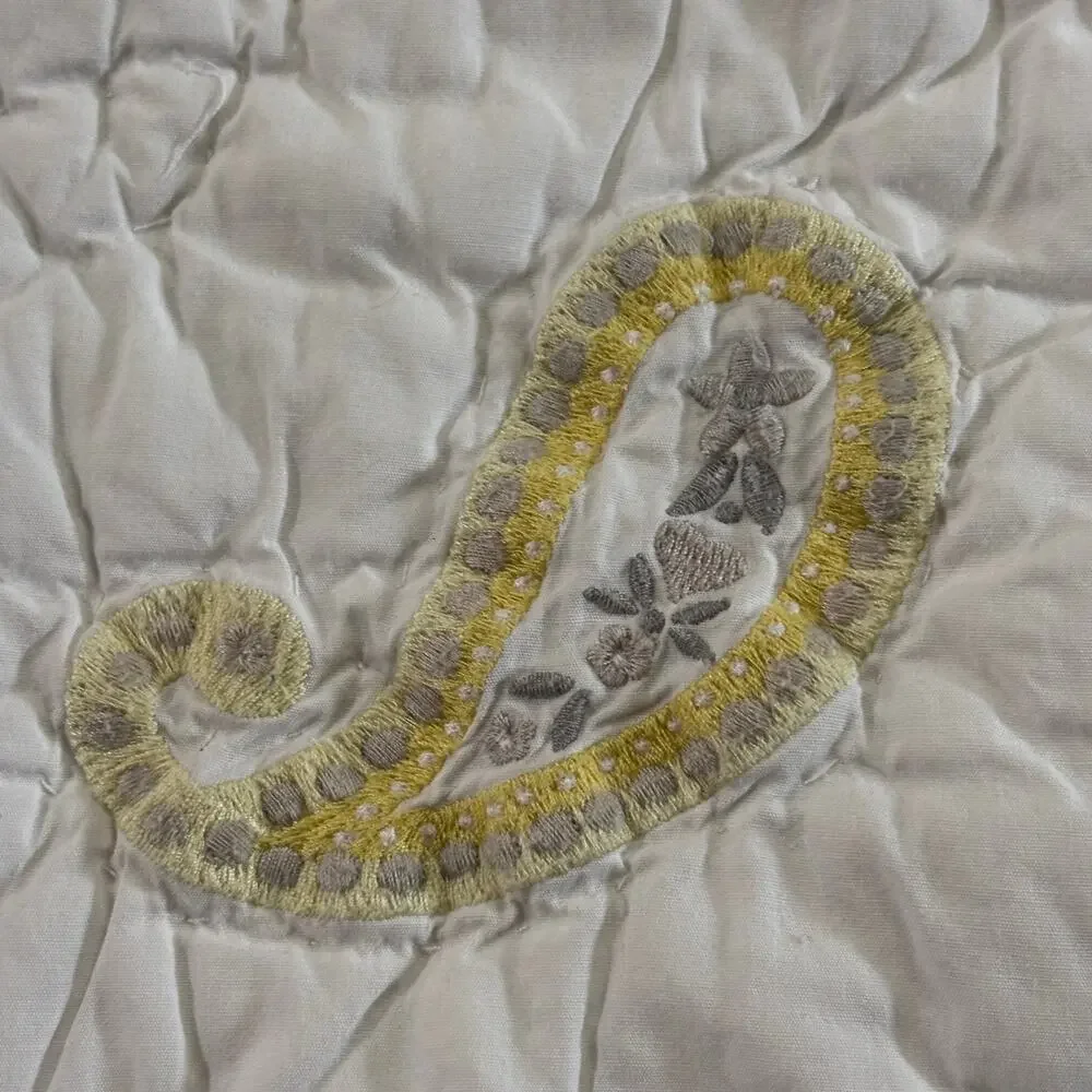 Pottery Barn Kids Quilt Crib Blanket Yellow Gray Paisley Infant Toddler Nursery